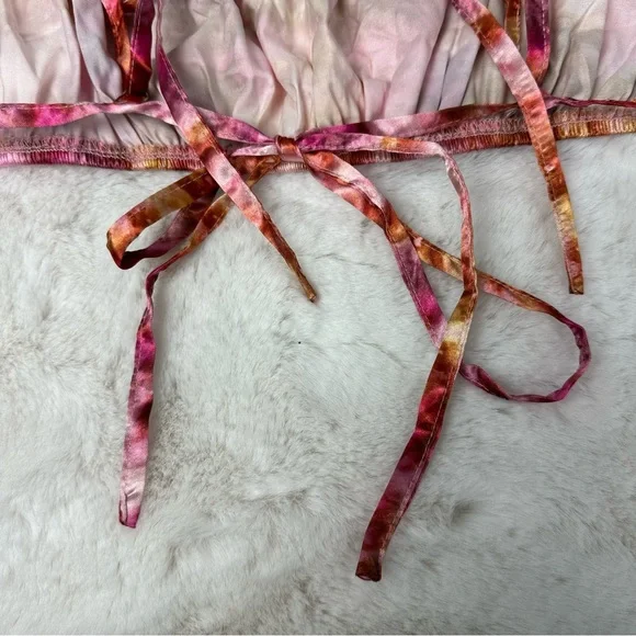 Pretty Little Things Shape Pink Tie Dye Satin Top - Picture 9 of 11